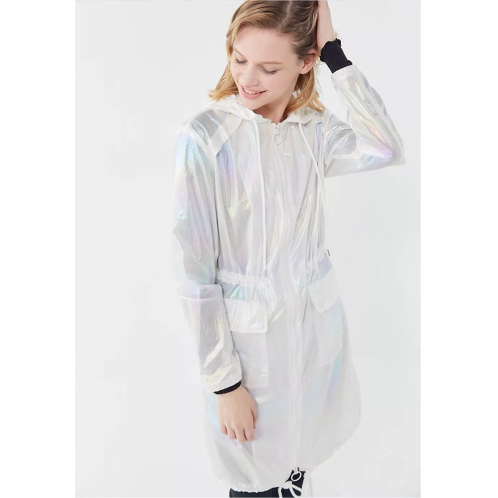 Avec Le Filles White Iridescent Hooded Anorak Jacket 3X from Nordstrom